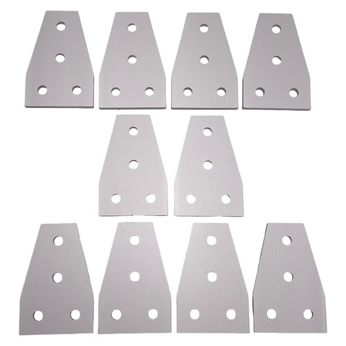 Lot of 10 80/20 4141 Tee Flat Plate, 10-Series, 4-hole, 3in x 2in x 0.188in