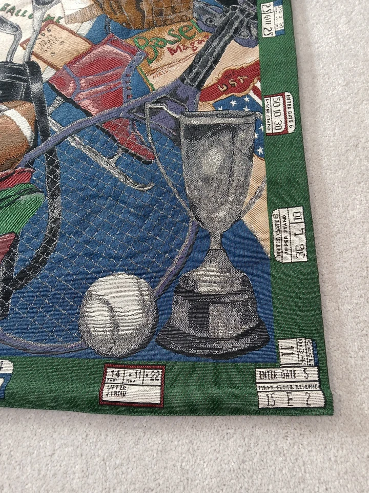 Vintage Game Day Tapestry Wall Hanging Sports Football Man Cave Boys Room USA - Image 3 of 4