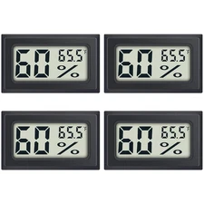 4-Pack Mini Digital Thermometer Hygrometer Indoor Humidity Monitor Black 
