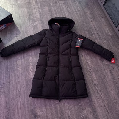 DKNY Black Long Sleeve Pockets Hooded Full Zip Puffer Womens Coat Size Xs  Small