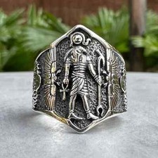 Handcrafted 925 Sterling Silver Ra Egyptian Sun God King Egypt Major Deity Ring