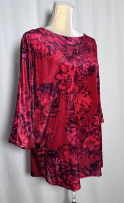 Slim Factor Investments Tunic Blouse Shirt Top Medium Women Dolman Red Velvet