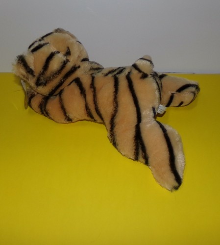 Toymax Laydown 12" Long Happy Smile Striped Tiger Plush Stuffed Animal - Picture 2 of 3