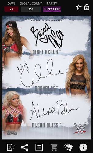 2017 WWE Topps Slam Undisputed Alexa Bliss Bella Triple SR Auto 250 CC DIGITALE