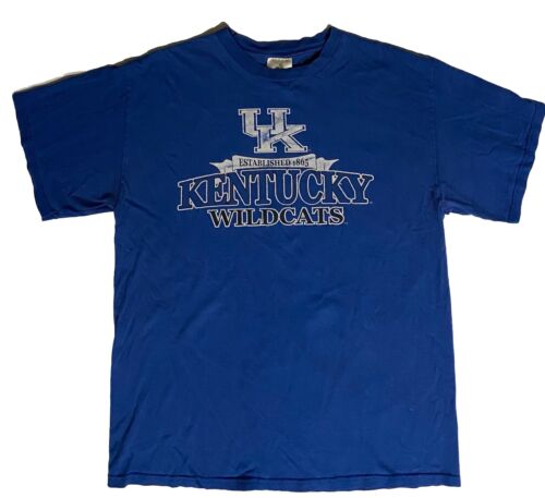 Vintage Adidas Y2K UK Kentucky Wildcats Shirt Blue Medium Tee Crew Short Sleeve