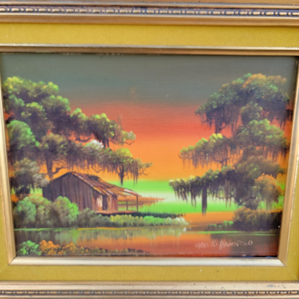 CHAS (CHARLES) R.HANDFORD LOUISIANA BAYOU ORIGINAL OIL ON CANVAS