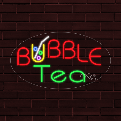 NEU "BUBBLE TEA" mit LOGO OVAL 28x16x1 ZOLL LED FLEX FENSTER/WAND INNEN SCHILD 34567 - Bild 1 von 1