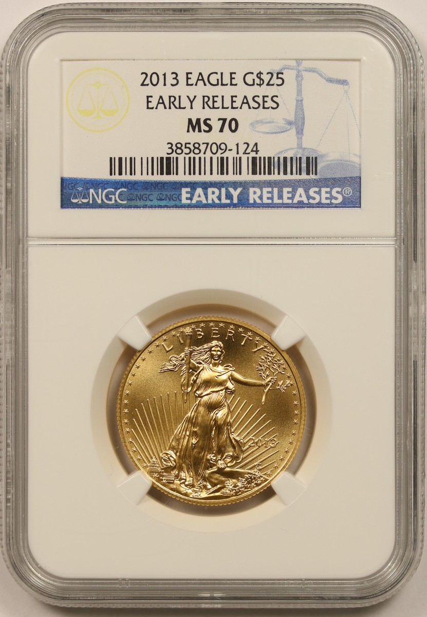 2013 American Gold Eagle $25 Half-Ounce MS 70 NGC 1/2 oz Early