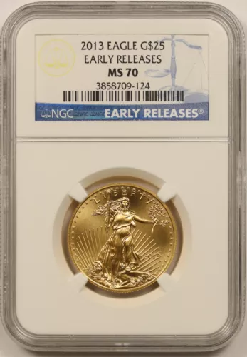 2013 American Gold Eagle $25 Half-Ounce MS 70 NGC 1/2 oz Early Releases