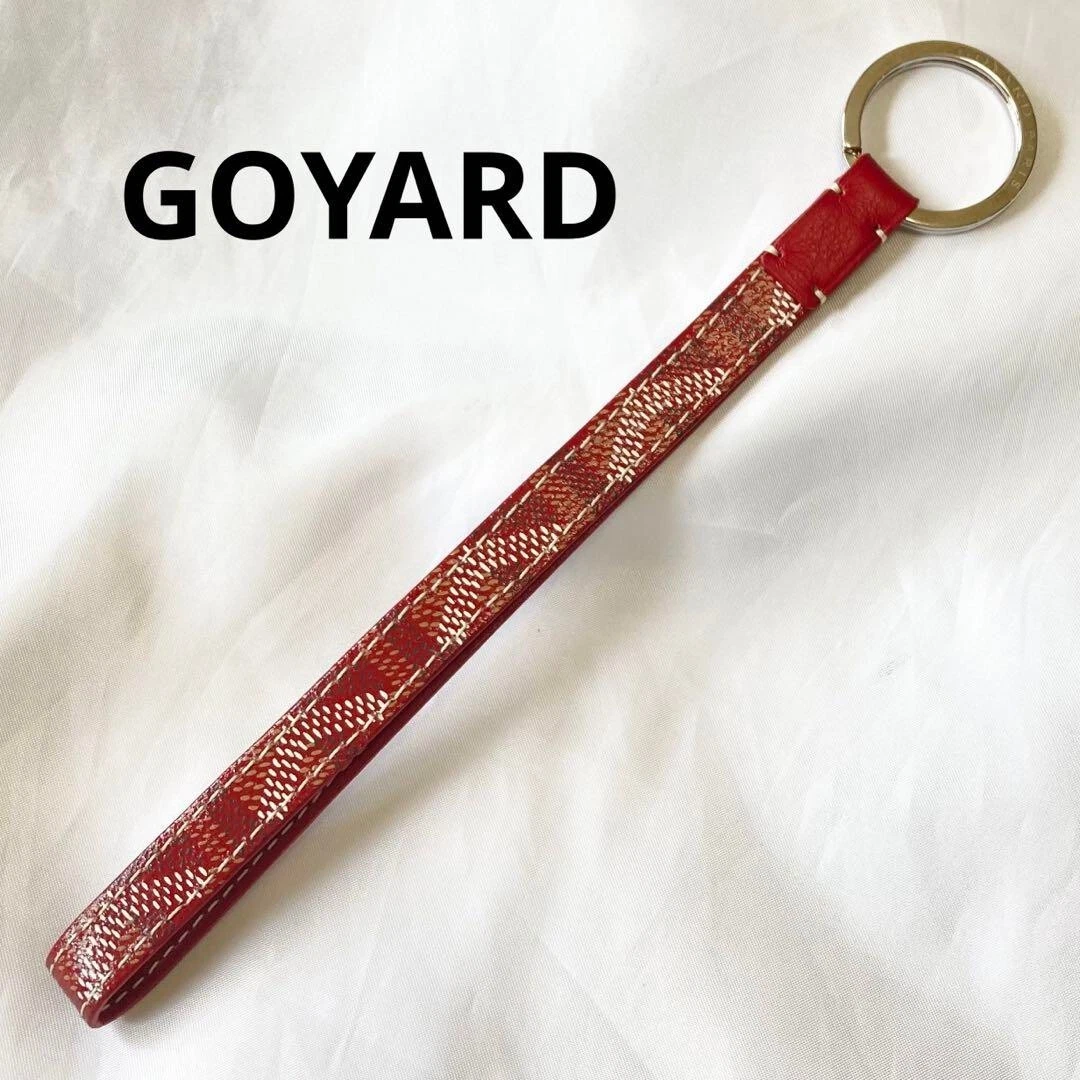 Goyard Keyring Strap Keychain Bag Charm Leather Red Color Used