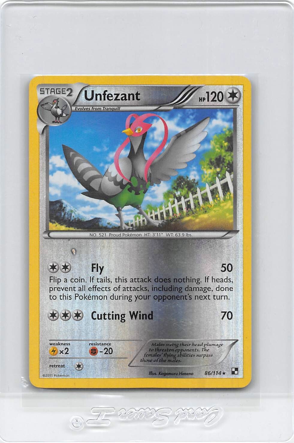 Unfezant 86/114 - Reverse Holo RARE - Black & White - POKEMON CARD - NM/LP