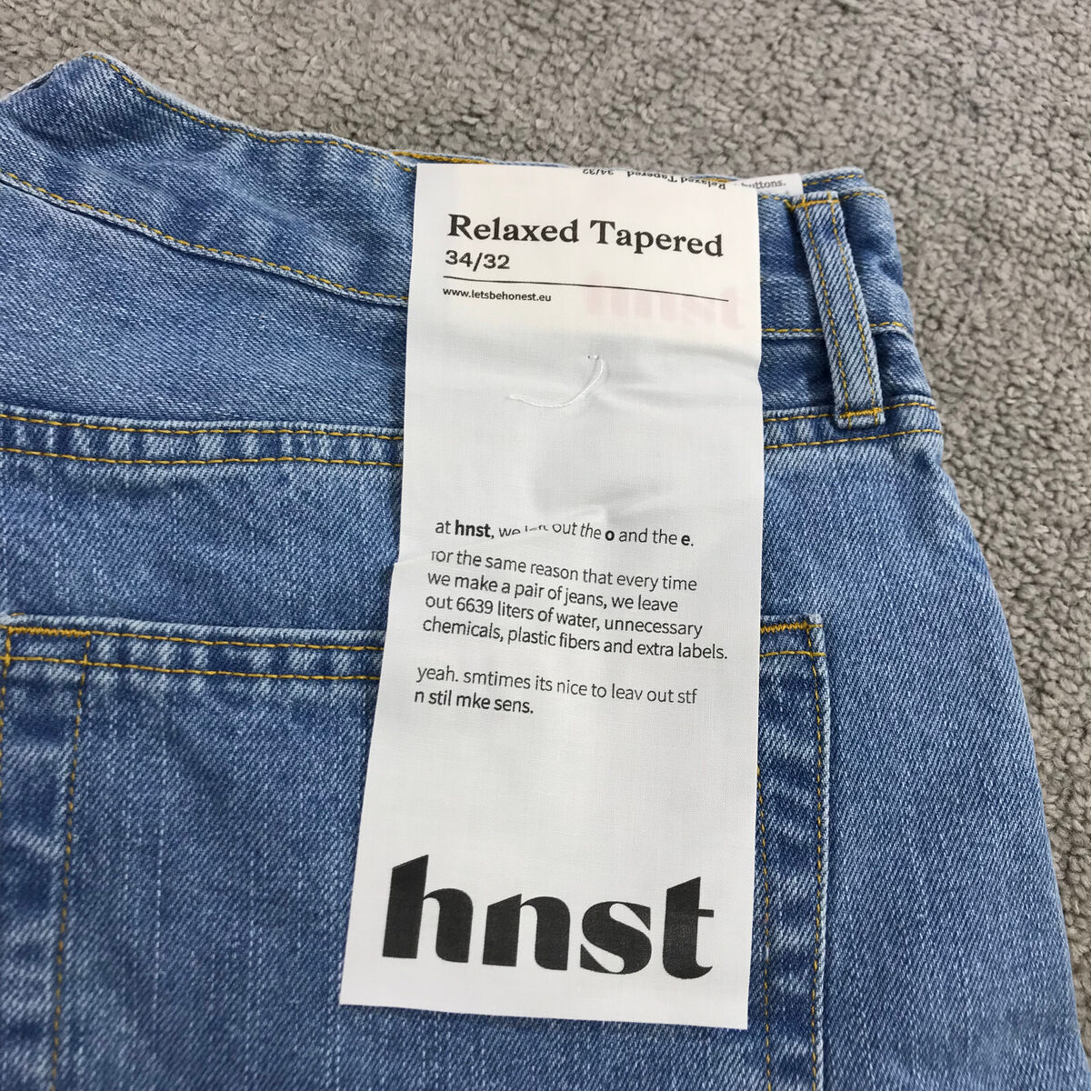 HNST Jeans Mens 34 x 32 Straight Relaxed Tapered Blue Denim HNST Jeans Mens 34 x 32 Straight Relaxed Tapered Blue Denim