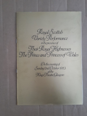 ROYAL SCOTTISH VARIANTE PERFORMANCE PROGRAMM Glasgow Charles Princess Diana 1983