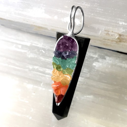 Black Tourmaline Crystal Chakra Pendant LARGE Sterling Silver Necklace CHARGED - Picture 2 of 9