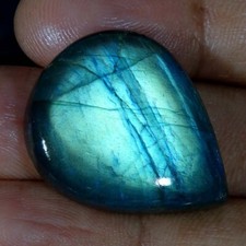 Crown Chakra Blue Flash Labradorite Pear Cabochon Gemstone 37.40 Cts