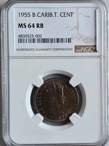 British Caribbean Territories 1 Cent 1955 NGC MS 64 RB