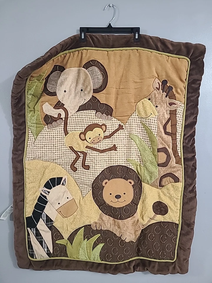 Manta edredón cuna animales zoológico safari selva corderos e hiedra 42x33 y soporte para pañales Foto 2 de 4