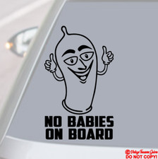 NO BABIES ON BOARD Vinyl Decal Sticker Car Window Bumper Funny Condom Baby JDM
