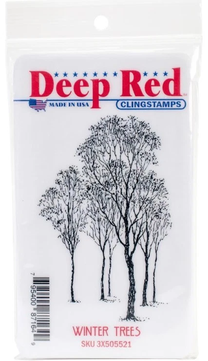 Estampillas rojas profundas árboles de invierno estampilla adhesiva de goma Foto 2 de 3