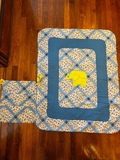 Handmade Elephant Baby Crib Quilt  Matching Pocket Organizer