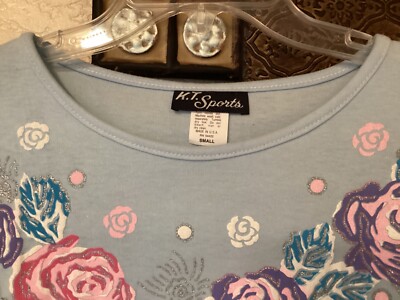 2 Vintage Floral Tops Pink 56”Cx23”L Sz L & Blue 52”Cx22”L Sz S