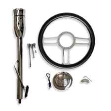 30" Manual Chrome Steering Column w/ 14" 9 Holes Steering Wheel & Horn Button