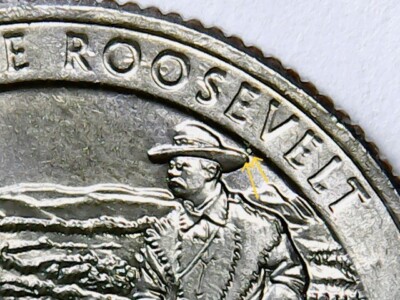 2016 P ATB T. Roosevelt Quarter Reverse Error Die Chips on & Near Hat ....A11