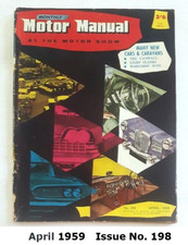 MOTOR MANUAL Monthly Car Magazine May 1959 No 198  Jaguar 2.4 Fiat 600
