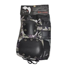 Skate Board Protective Gear Elbow Knee Pads Wrist Braces Gray Camo Size Medium