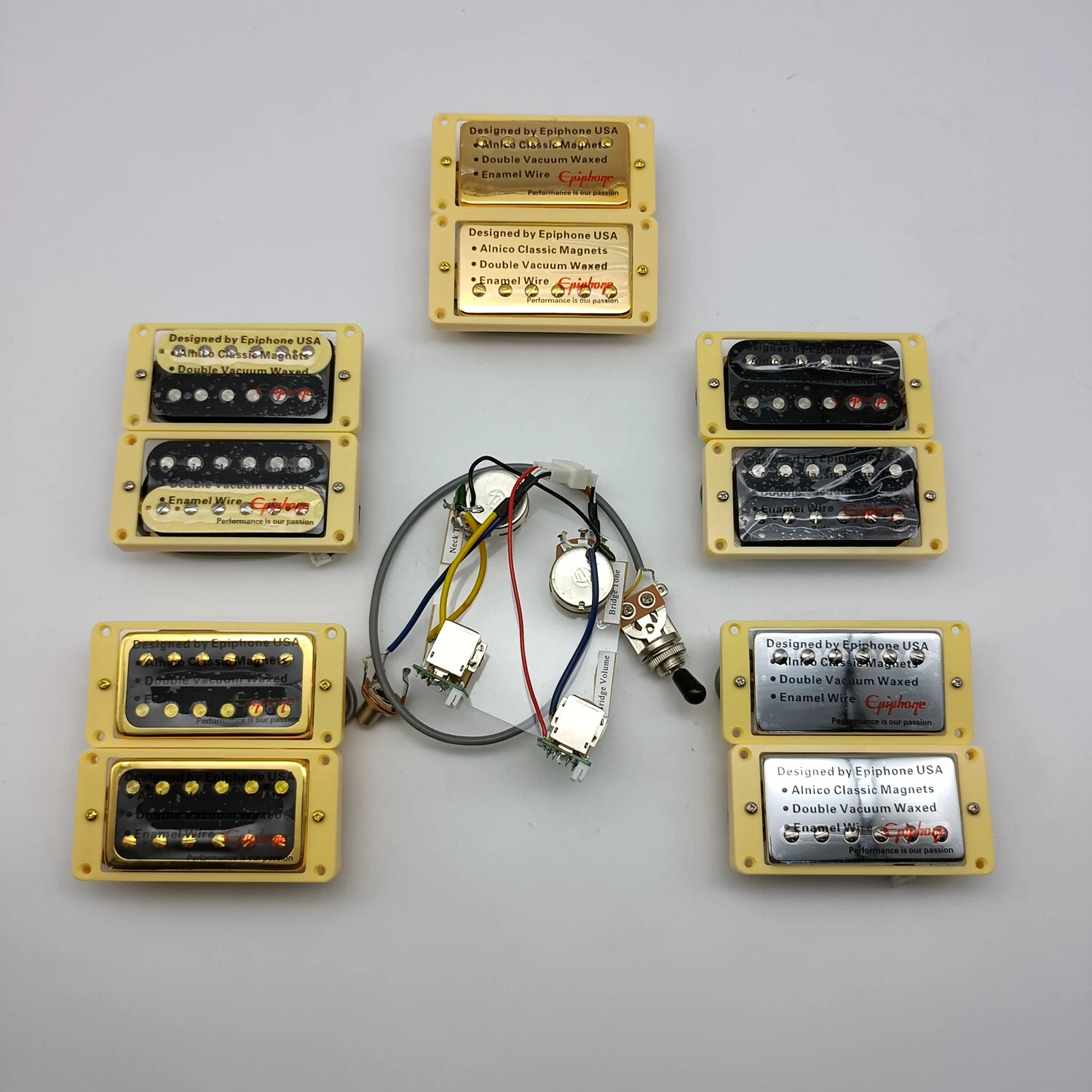 (No soldering required)Epi Alnico humbucking pickup 4C conductor+wiring harness