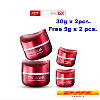 TRYLAGINA 12X Collagen 2X +2 Boxes Cream Serum Best Face Skincare Anti Aging