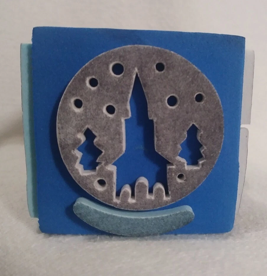 Bloco de espuma multi carimbo quatro (4) Natal feriado boneco de neve árvore igreja pinguim - Imagem 3 de 4