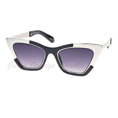 Retro Designer Sunglasses Trapezoid Cateye Runway Fashion Shades