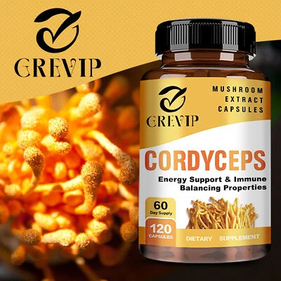 GREVIP Cordyceps orgánico 1000 mg - energía, resistencia, apoyo inmunológico