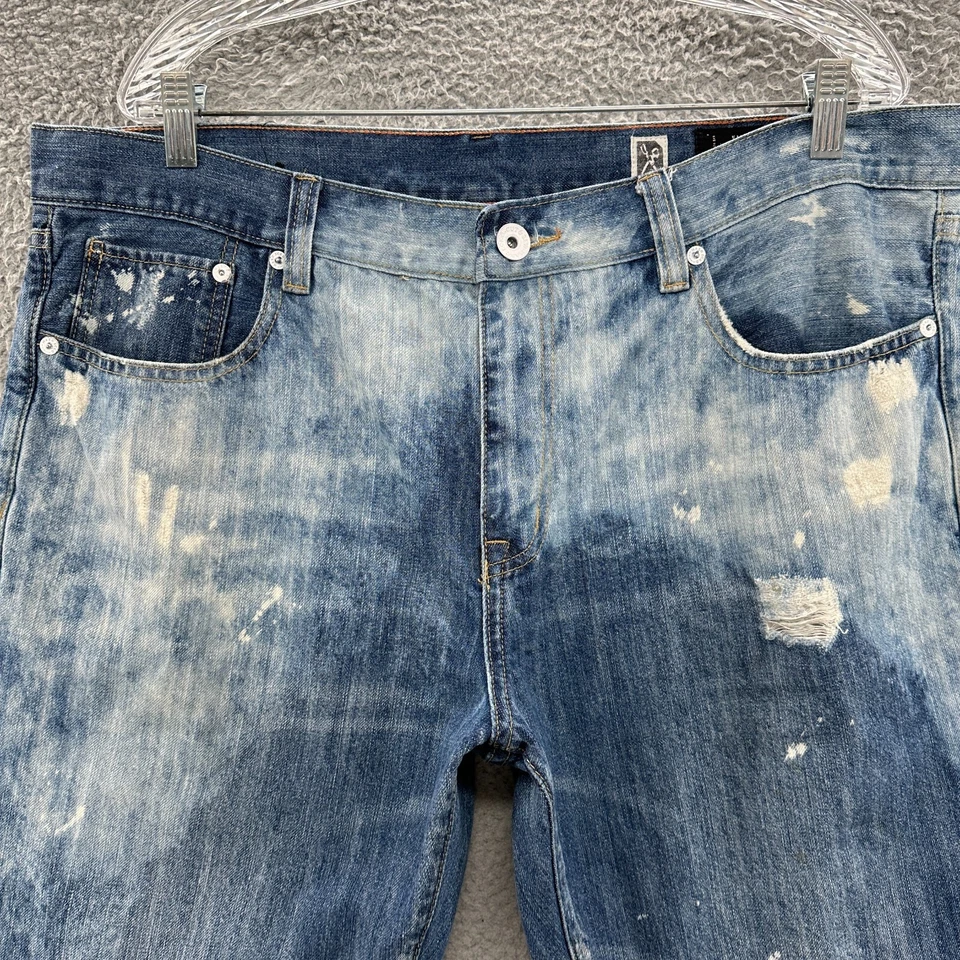 Jeans Marc Ecko Para Hombres 38 Azul Lavado Ácido Suelto Hip Hop Y2K Retro Jean Actual 40x30 Foto 2 de 4