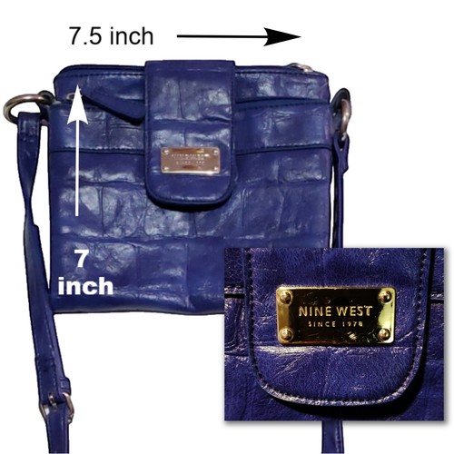 Women's Crossbody Purse Royal Blue Faux Leather Shoulder Bag - Picture 2 of 5