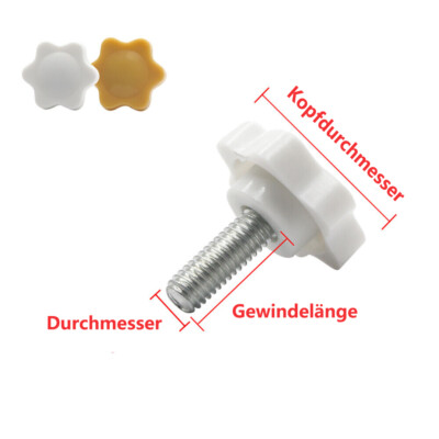 Weiß/Gelb Sterngriff Sternschraube Kreuzgriff Klemmschraube M4 M5 M6 M8 M10