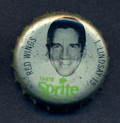 1964-65 SPRITE NHL BOTTLE CAP W/ Cork Ted Lindsay HOF Detroit Red Wings Nice