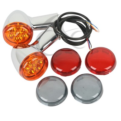 Rear Turn Signal LED Lights Long Bracket For 92-16 Harley