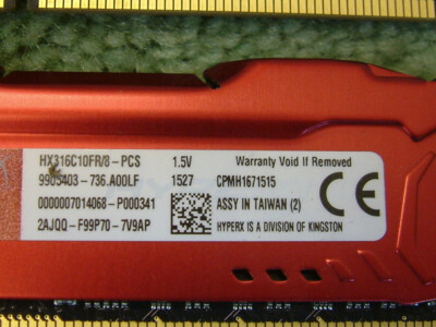 HyperX Fury HX316C10F/8 Mémoire RAM 8Go 1600MHz DDR3 CL10 DIMM Bleu