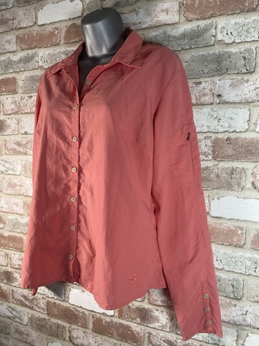 Mountain Hardware Women’s Orange Long Sleeve Button Up Blouse Orange Sz L