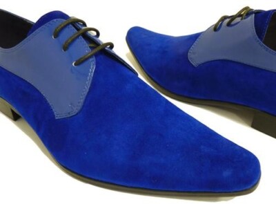 Men's Style Fashion Royal Blue Shoes, Men Derby Party Shoes, Men Blue Shoes 7-17