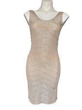 Staple Gold  Bodycon Tank Dress Glitter Sexy Scoop Back Sleeveless Knee Length S