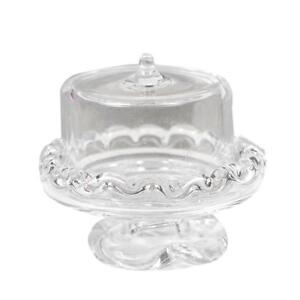Dolls House Miniature Glass Transparent Dessert Pot Jar stand D1U0 Plate Y0F6