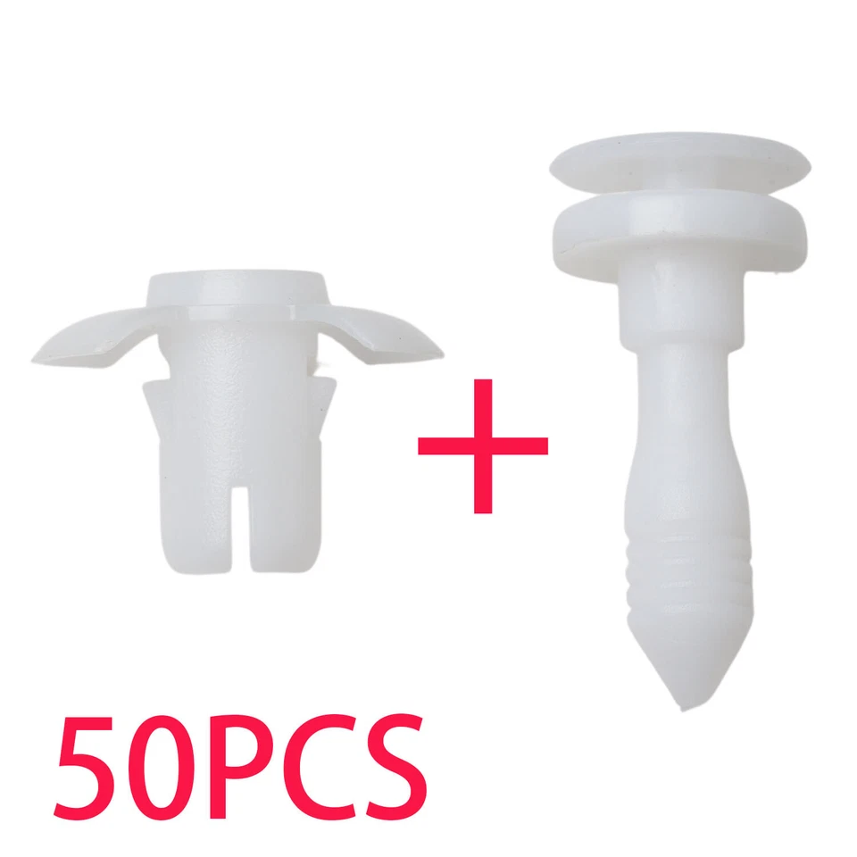 White Nylon Door Lower Trim Panel Clips 50pc for Lincoln Town Car 2006-2011 - Image 2 of 4