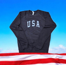 BLACK U S A PREMIUM SOFT CREWNECK SWEATSHIRT COTTON POLY BLEND SZ LRG NEW