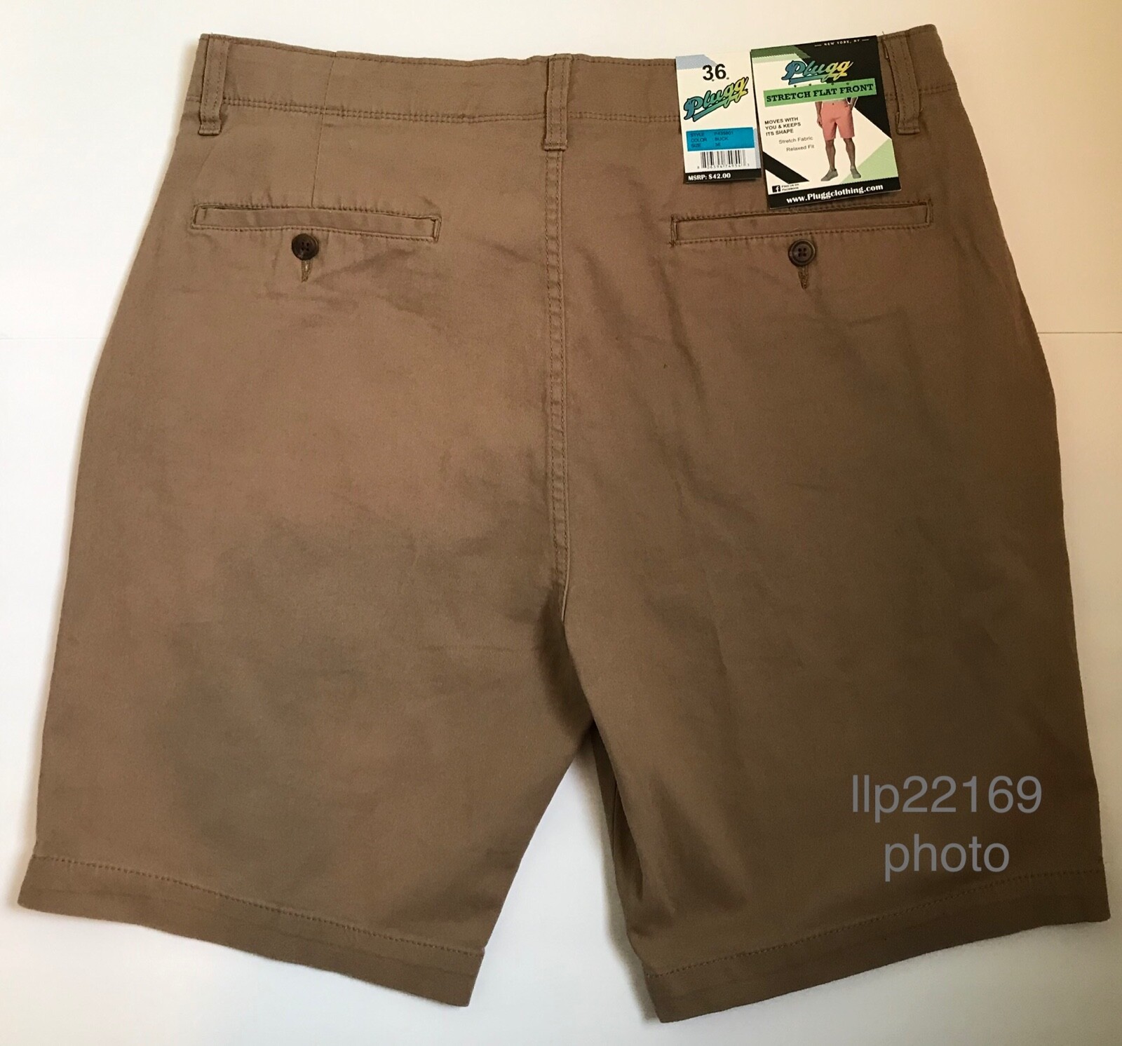 PLUGG CLOTHING Men's Shorts (SIZE 36) Flex Waist Flat Front BUCK BROWN