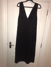 Zara Studio Womens Black Draped Sheath Dress Side Pockets Sz S
