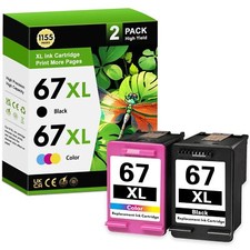 67XL Ink Cartridges Black Color Combo Pack Replacement for HP 67 67XL Ink for...