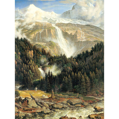 Koch Schmadribachfall Wasserfall Schweiz Gemälde XL Wandbild Leinwandbild